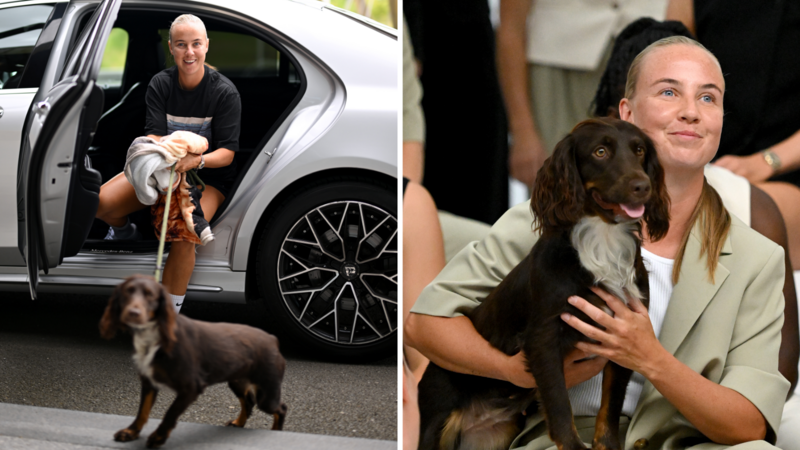 Beth Mead's dog Myle has become a popular figure during England's preparations.