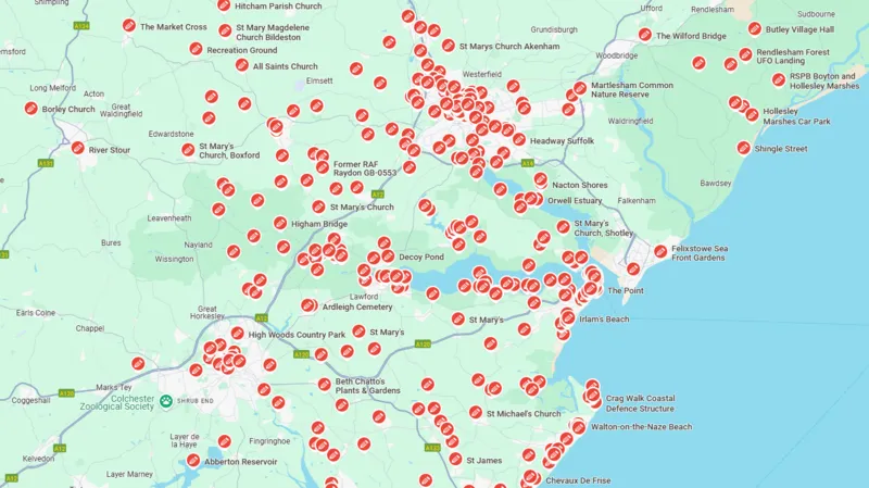 Google Maps showing Barclay's check-ins.