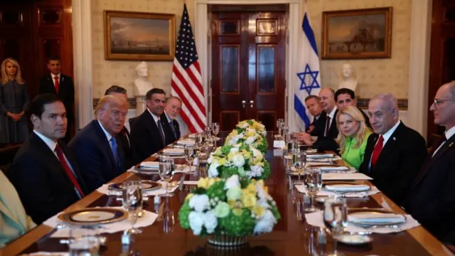 U.S. President Donald Trump meets with Israeli Prime Minister Benjamin Netanyahu at the White House in Washington D.C. on July 7, 2025.