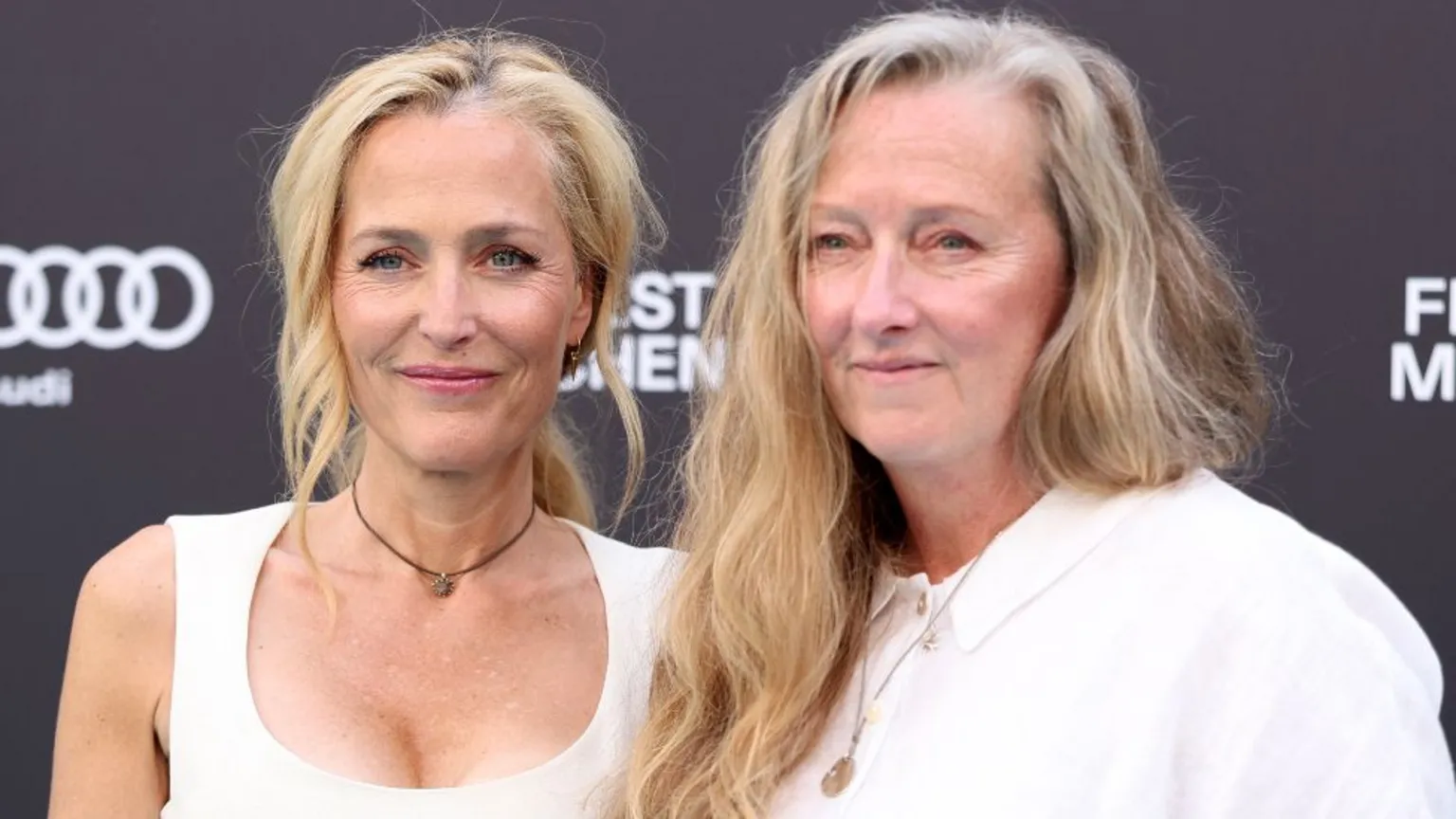 Gillian Anderson and Moth Winn attend the premiere of the movie The Salt Path.