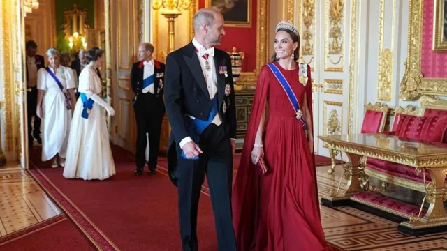 The Prince and Princess of Wales on the way to the banquet