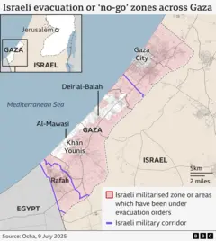 Map showing Israeli evacuation or 