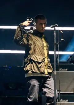 Liam Gallagher with tambourine