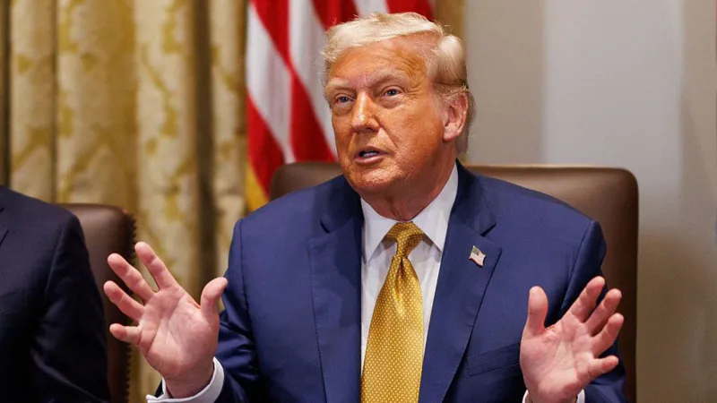 US President Donald Trump during a cabinet meeting at the White House.
