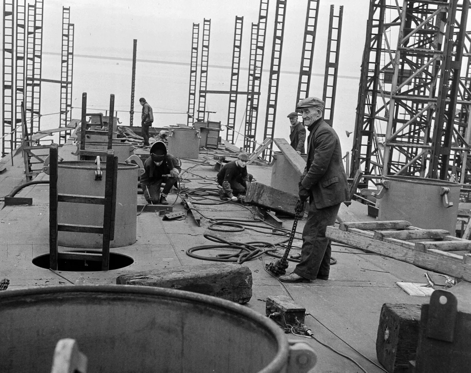 Workers at Henry Robb Ltd Ship Builders in Leith in 1964.