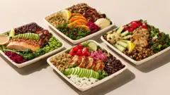 Pret A Manger’s new premium salads, including chipotle chicken and miso salmon varieties.