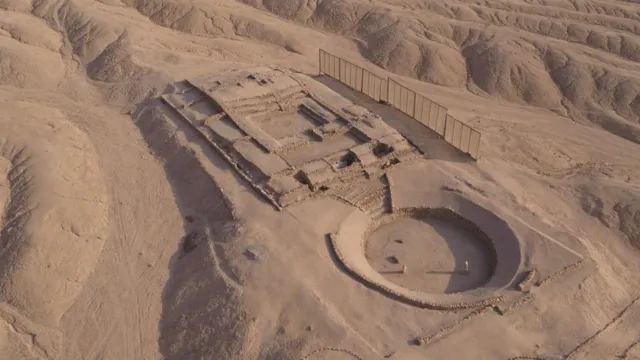 An aerial view of the archaeological zone of Peñico, in Peru, an ancient city established 3,500 years ago